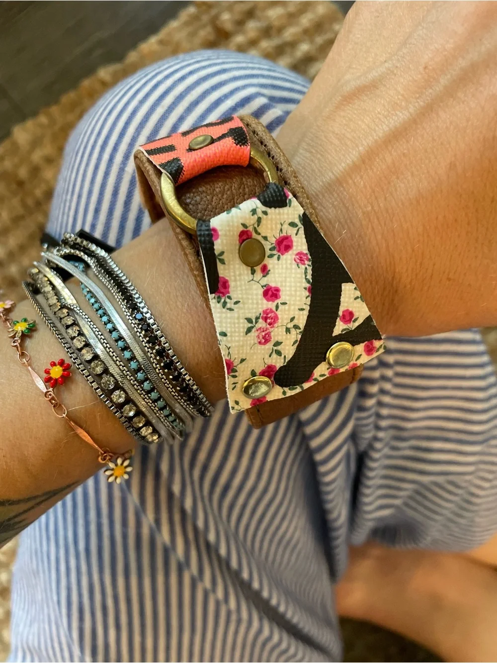 L.A.M.B. Bracelet upcycled from two vintage lamb by Gwen Stefani bags